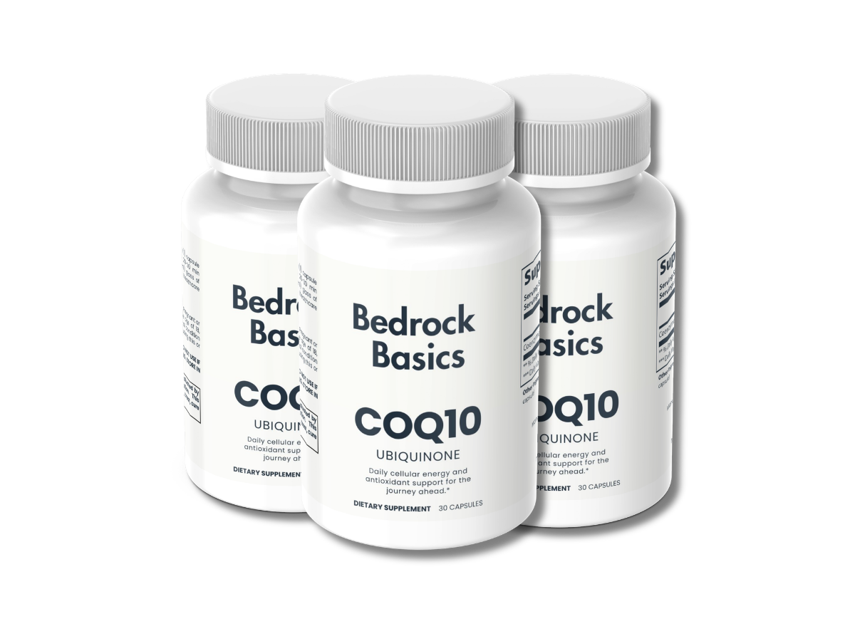 Bedrock Basics CoQ10 200mg Ubiquinone three bottles