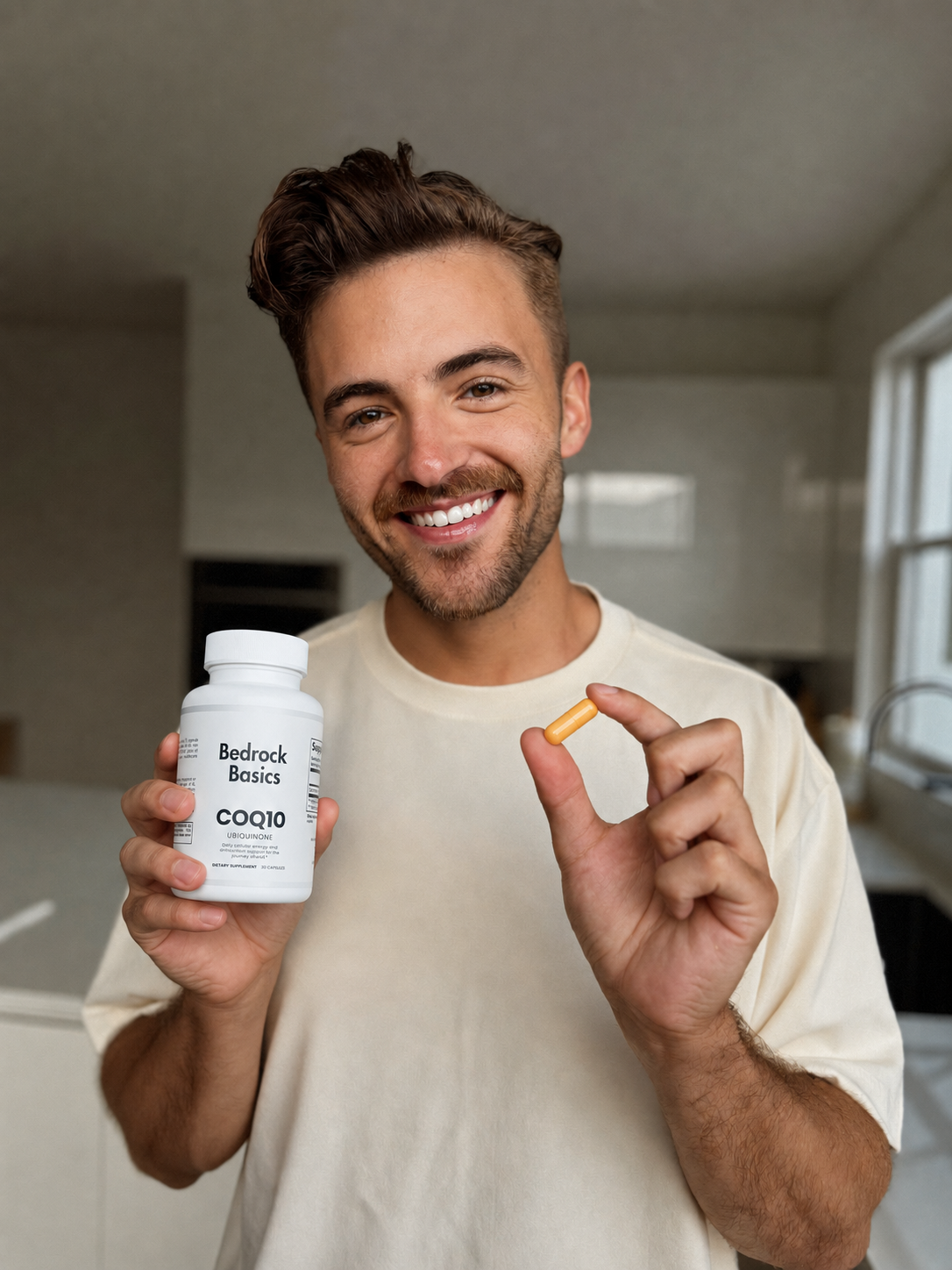 Man taking a CoQ10 capsule